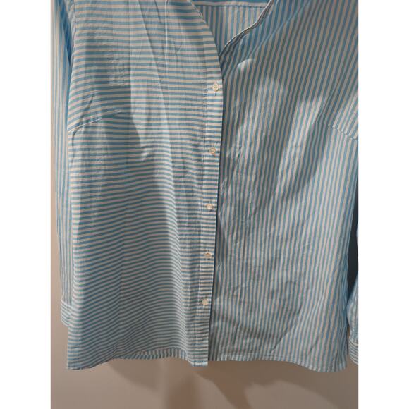 NWOT J McLaughlin Blue Striped Button Down Shirt - Picture 3 of 4